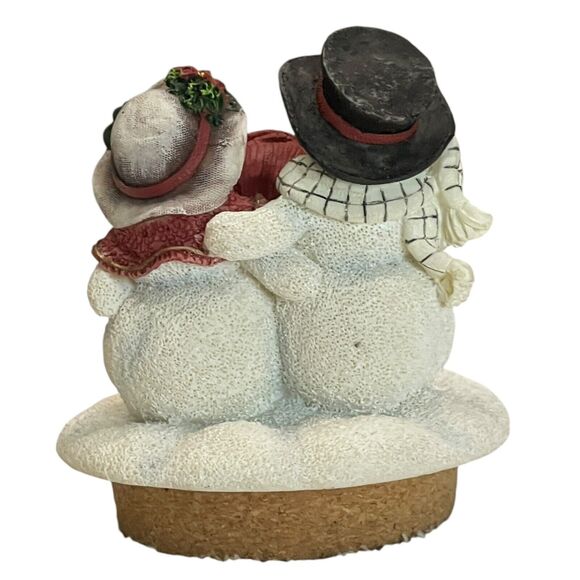 Home Interiors Snowman Family Candle Topper‎ Jar Shade Ceramic Christmas Retired - Picture 3 of 7
